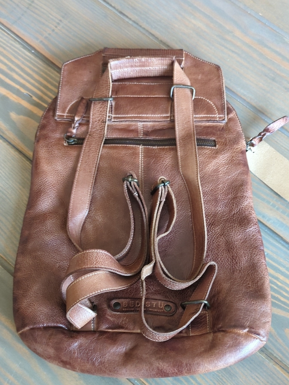 Bed|Stu “Patsy” Leather Backpack – Tan Rustic – Handcrafted & Gorgeous - Picture 5 of 13